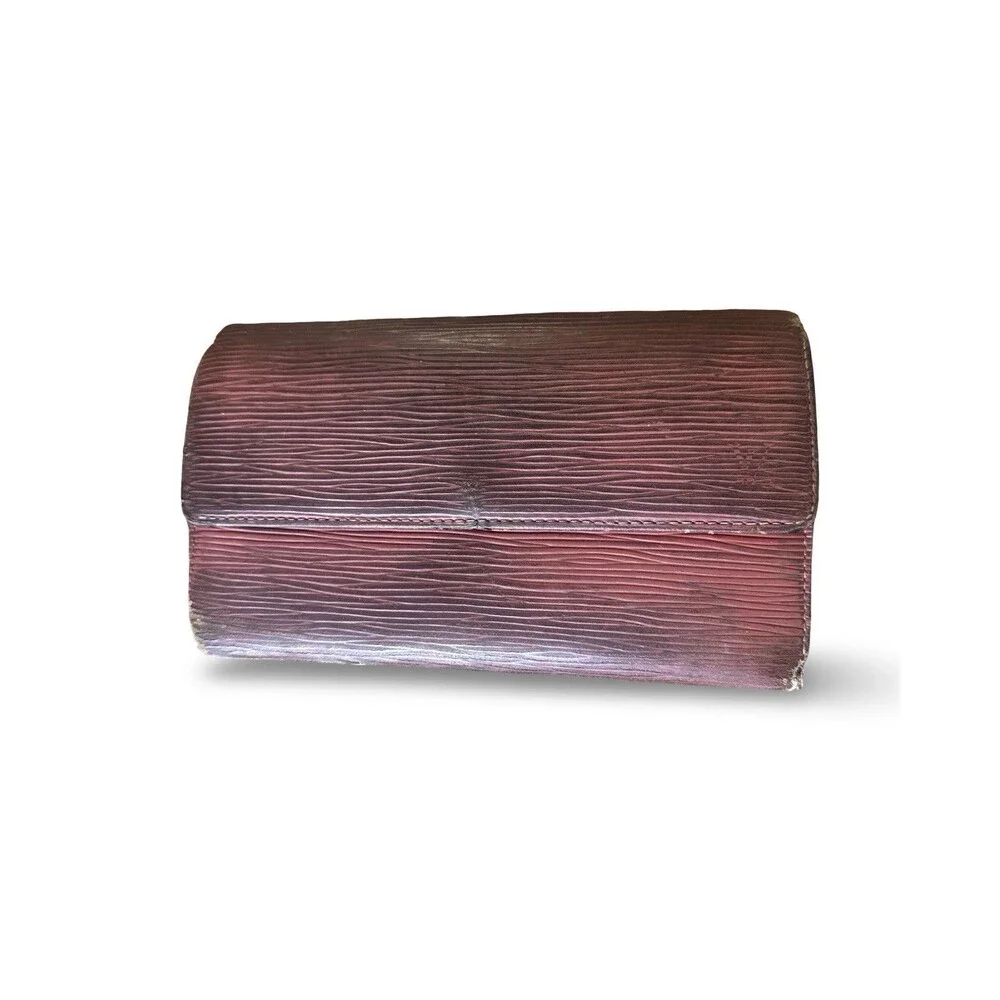 Louis Vuitton Authentic TWO Epi Leather Wallet Set Brown-Blue